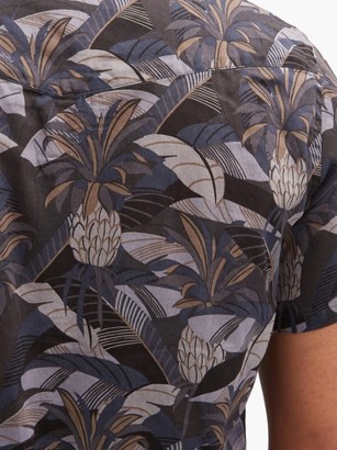 Officine Generale Dario Short-sleeved Tropical-print Cotton Shirt - Tan Multi