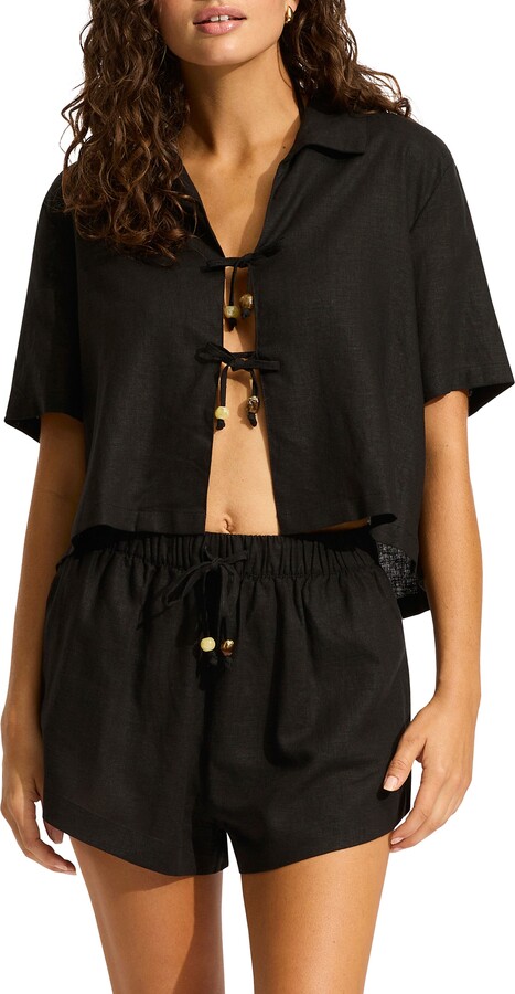 Seafolly Palermo Tie Front Cover-Up Shirt