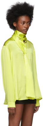 Balenciaga Yellow Silk Satin Scarf Blouse