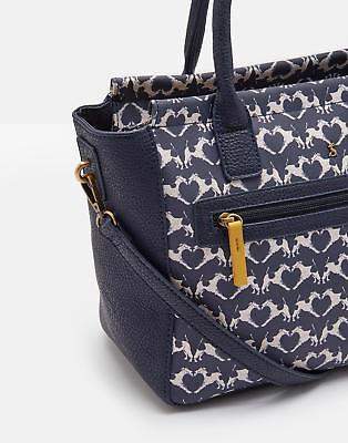 Joules Day To Day Printed Pu Shoulder Bag in Navy Fox Terrier Geo in One Size