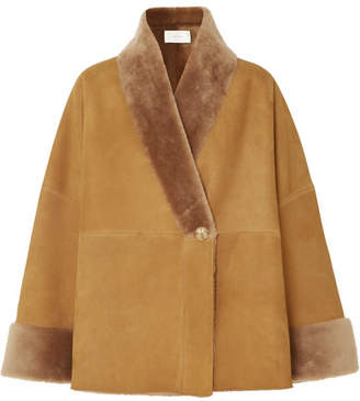 The Row Pernia Shearling-trimmed Suede Coat - Brown