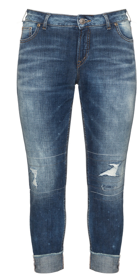 Silver Jeans Plus Size Distressed straight cut turn-up jeans - ShopStyle