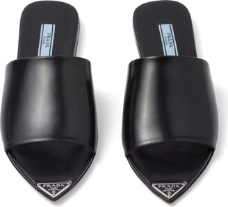 Prada Logo Plaque Pointed-Toe Sandals - ShopStyle
