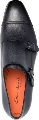 Santoni Leather Double-Buckle Shoes