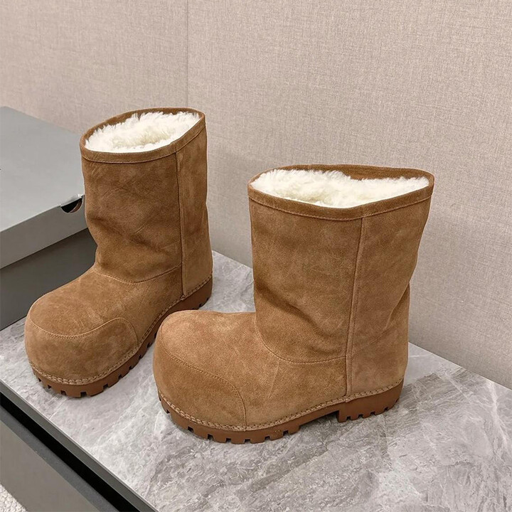 Plus Velvet Warm Snow Boots For Women & apos;s Unique Design Round Toe Thick Sole Ladies Fashion Calf Boots Winter New Long Boots