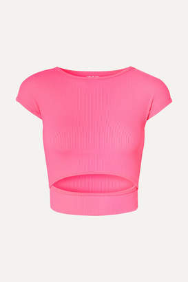 YEAR OF OURS Kayla Cropped Cutout Ribbed Stretch Top