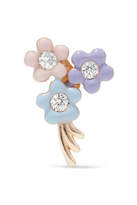 Thumbnail for your product : Alison Lou Daisy Bouquet Enameled 14-karat Gold Diamond Earring