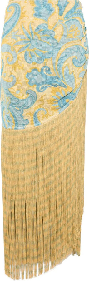 Etro Paisley-Print Fringed Skirt