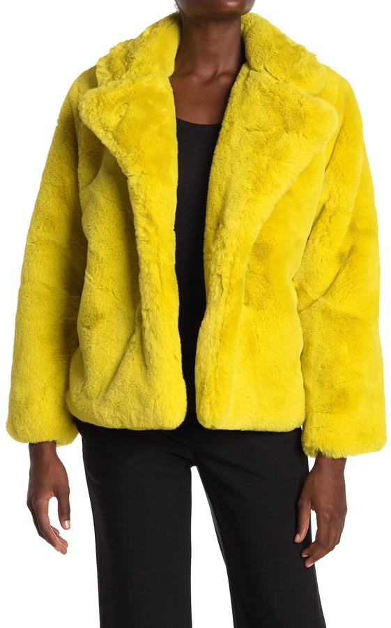 yellow faux fur jacket