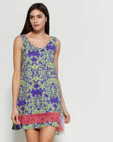 Thumbnail for your product : Save the Queen Printed Tiered Hem Dress Swim Cover-Up