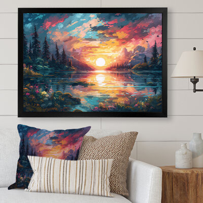 Ruvi Rainbow Sky Shining On Lake IV On Canvas Print