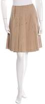 Thumbnail for your product : Prada Pleated Mini Skirt Khaki Pleated Mini Skirt