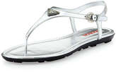Thumbnail for your product : Prada Metallic Logo Thong Sandal
