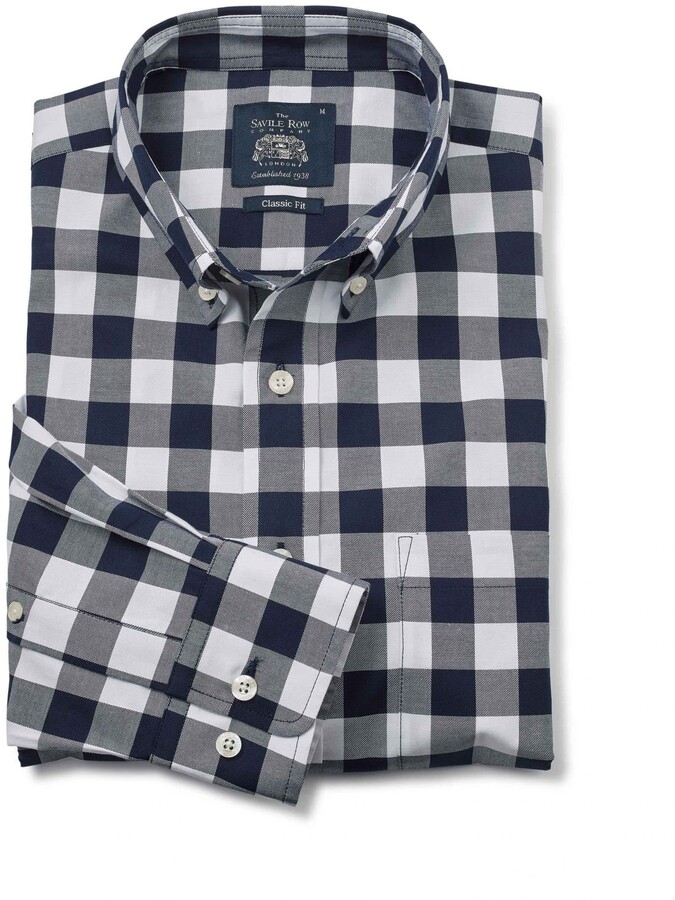 Men Savile Row Company Green Blue Navy Twill Check Classic Fit Button-Down  Casual... Clothes, Shoes & Accessories YA9396335