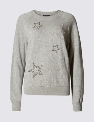Marks and Spencer Novelty Star Print Long Sleeve Sweatshirt