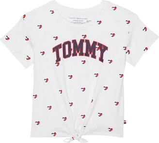 Tommy Hilfiger Kids All Over Heart Print Tee (Big Kids) (White