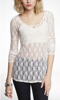 Thumbnail for your product : Express Pansy Lace Scoop Neck Lace Tee