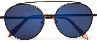 Victoria Beckham Round-frame Metal Mirrored Sunglasses