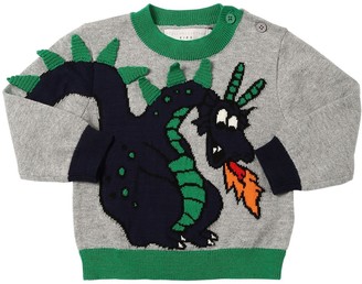 Stella McCartney Kids Dragon Intarsia Cotton Knit Sweater