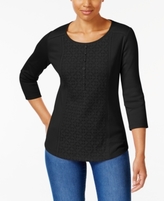 Thumbnail for your product : Karen Scott Petite Cotton Lace Henley Top, Created for Macy's
