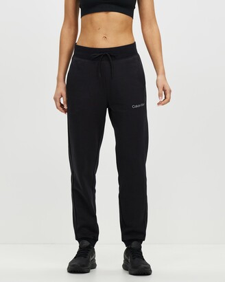 Calvin Klein Performance Women's Black Track Pants - Cotton Terry Logo Joggers