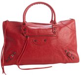 Thumbnail for your product : Balenciaga red distressed lambskin leather buckle detail  'Work' satchel bag