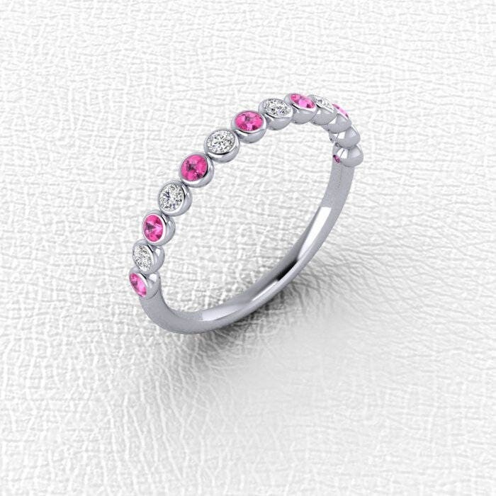 Etsy Pink Sapphire & Diamond Band