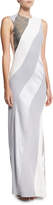 Thumbnail for your product : Diane von Furstenberg Sequined-Stripe Sleeveless Bias Gown, White