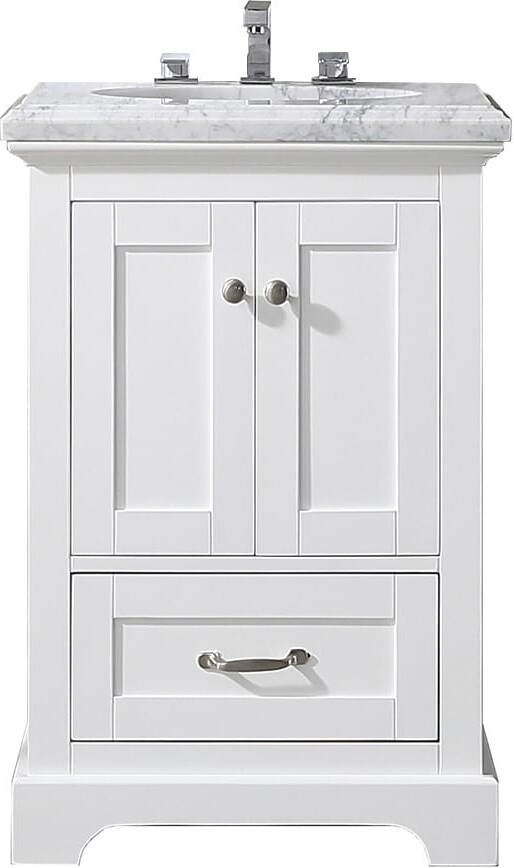 Eviva Houston 24 inch White Bathroom Vanity with Double Ogee Edge White