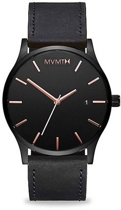 MVMT Classic Black Stainless Steel & Leather-Strap Watch