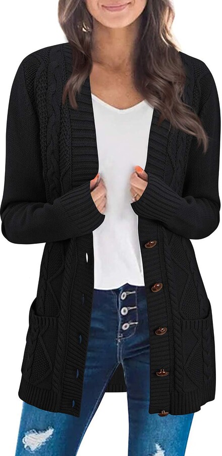 very long black cardigan