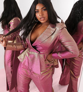 Thumbnail for your product : ASOS DESIGN Curve Luxe two tone structured blazer with waterfall sash