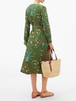 Thumbnail for your product : D'Ascoli Jahan Floral-print Tie-waist Silk Dress - Green Multi