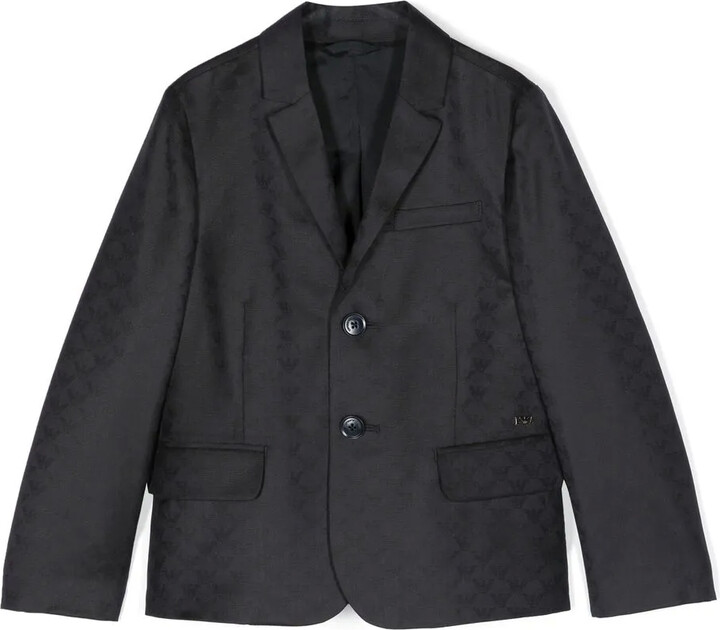 Emporio Armani Kids Monogram-Jacquard Single-Breasted Blazer