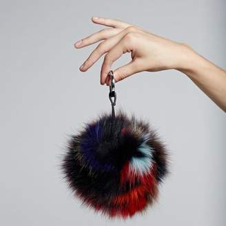 Jocelyn Dark Multi-Color Fox Fur Pom Pom Bag Charm "The Super Swirl"
