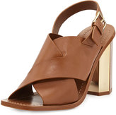 Thumbnail for your product : Tory Burch Bleecker Slingback Leather Sandal, Natural Bark