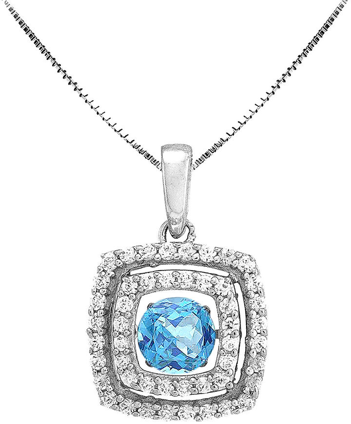 JCPenney FINE JEWELRY Love in Motion Genuine Blue Topaz and LabCreated White Sapphire Cushion