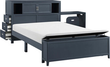 Latitude Run Full Platform Bed with Bookcase Headboard Drawers Hidden Desk Stool Footboard Storage Bench 1pc