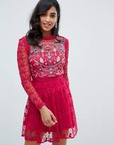Thumbnail for your product : Frock and Frill embroidered lace prom skater dress in berry