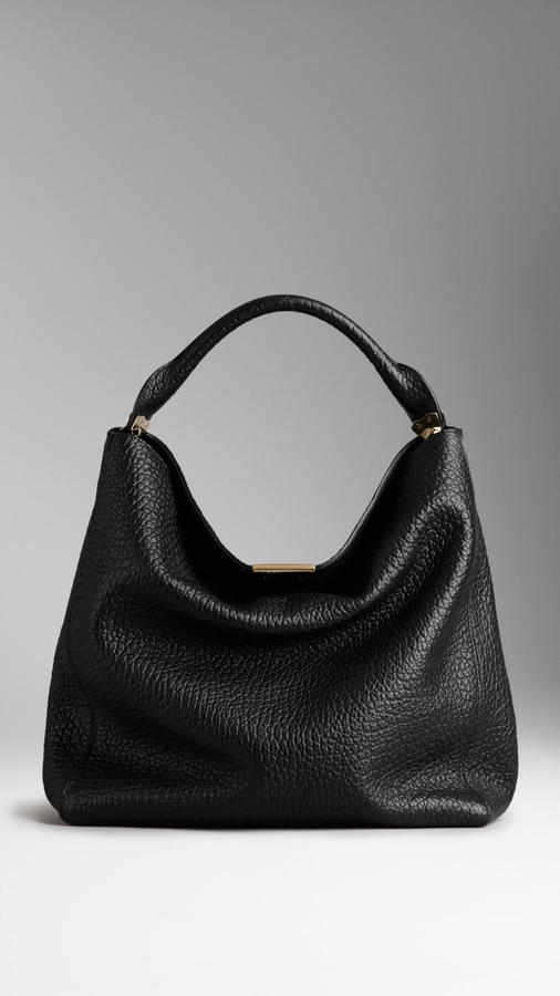 Burberry Medium Signature Grain Leather Hobo Bag ShopStyle