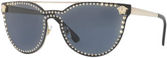 Versace Studded Flat-Top Wrap Sunglasses