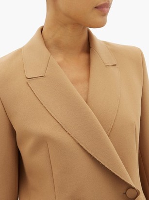MSGM Double-breasted Ruffled Crepe Blazer - Camel