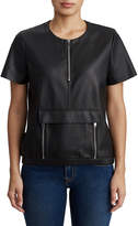 Thumbnail for your product : True Religion WOMENS VEGAN LEATHER ZIPPERED SHORT SLEEVE TOP