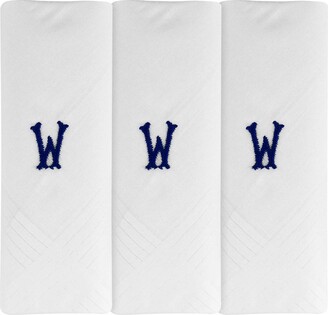 E Mens/Gentlemens 3 Pack Plain White Handkerchiefs With 1 Letter Name Initials 