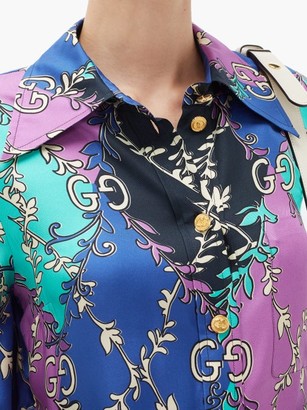 Gucci GG Diamond-print Silk-twill Mini Dress - Purple Multi
