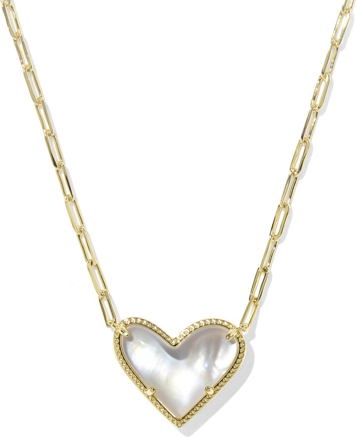 Kendra Scott Ari Heart Statement Gold Short Pendant Necklace | Mother Of Pearl