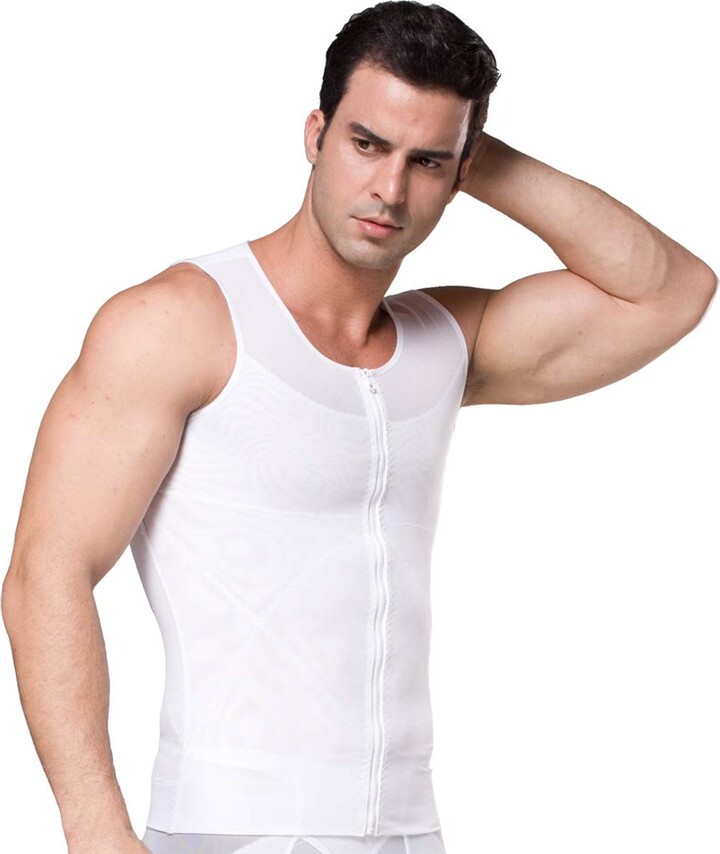 BaronHong Original Zip Up Men's Chest Compression Shirt to Hide