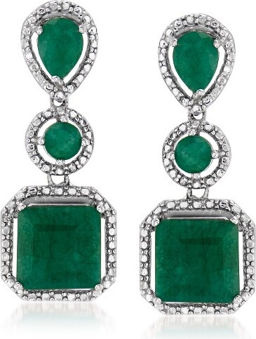 Ross-Simons Ross-Simons7.30ct.t.w.EmeraldDropEarringsinSterlingSilver