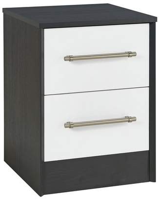 Victoria 2 Drawer Bedside Chest - Graphite and White Gloss