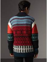 Thumbnail for your product : Burberry Fair Isle Wool Cashmere Cotton Bomber Jacket